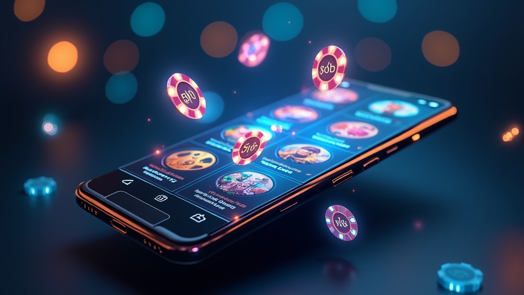 Mobile casino app home screen with quick-access buttons and game tiles